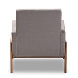 Baxton Studio Perris Mid-Century Modern Grey Fabric Upholstered Walnut Wood Lounge Chair