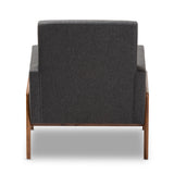 Baxton Studio Perris Mid-Century Modern Dark Grey Fabric Upholstered Walnut Wood Lounge Chair