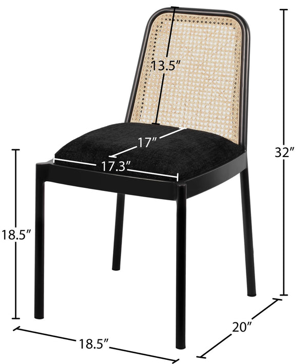Atticus Boucle Fabric / Steel / Engineered Wood / Foam Mid Century Black Powder Coated Metal Dining Chair - 18.5" W x 20" D x 32" H