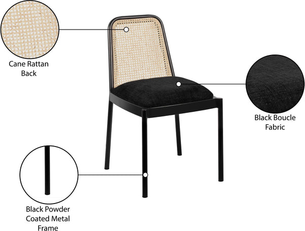 Atticus Boucle Fabric / Steel / Engineered Wood / Foam Mid Century Black Powder Coated Metal Dining Chair - 18.5" W x 20" D x 32" H