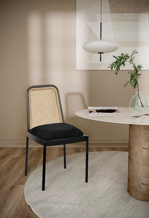 Atticus Boucle Fabric / Steel / Engineered Wood / Foam Mid Century Black Powder Coated Metal Dining Chair - 18.5" W x 20" D x 32" H