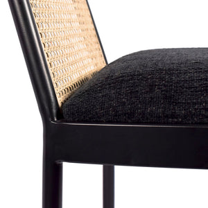 Atticus Boucle Fabric / Steel / Engineered Wood / Foam Mid Century Black Powder Coated Metal Dining Chair - 18.5" W x 20" D x 32" H