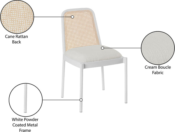 Atticus Boucle Fabric / Steel / Engineered Wood / Foam Mid Century White Powder Coated Metal Dining Chair - 18.5" W x 20" D x 32" H