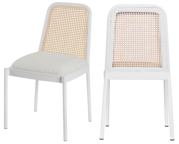 Atticus Boucle Fabric / Steel / Engineered Wood / Foam Mid Century White Powder Coated Metal Dining Chair - 18.5" W x 20" D x 32" H