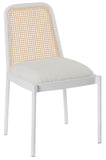 Atticus Boucle Fabric / Steel / Engineered Wood / Foam Mid Century White Powder Coated Metal Dining Chair - 18.5" W x 20" D x 32" H