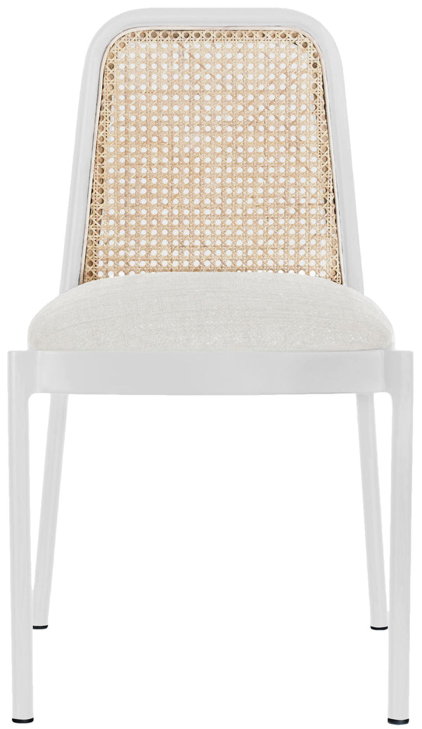 Atticus Boucle Fabric / Steel / Engineered Wood / Foam Mid Century White Powder Coated Metal Dining Chair - 18.5" W x 20" D x 32" H