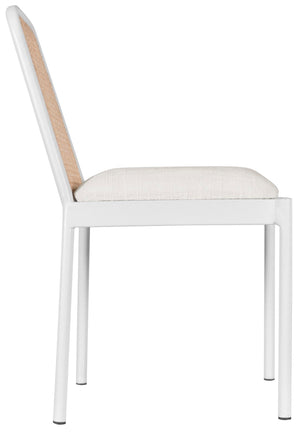 Atticus Boucle Fabric / Steel / Engineered Wood / Foam Mid Century White Powder Coated Metal Dining Chair - 18.5" W x 20" D x 32" H