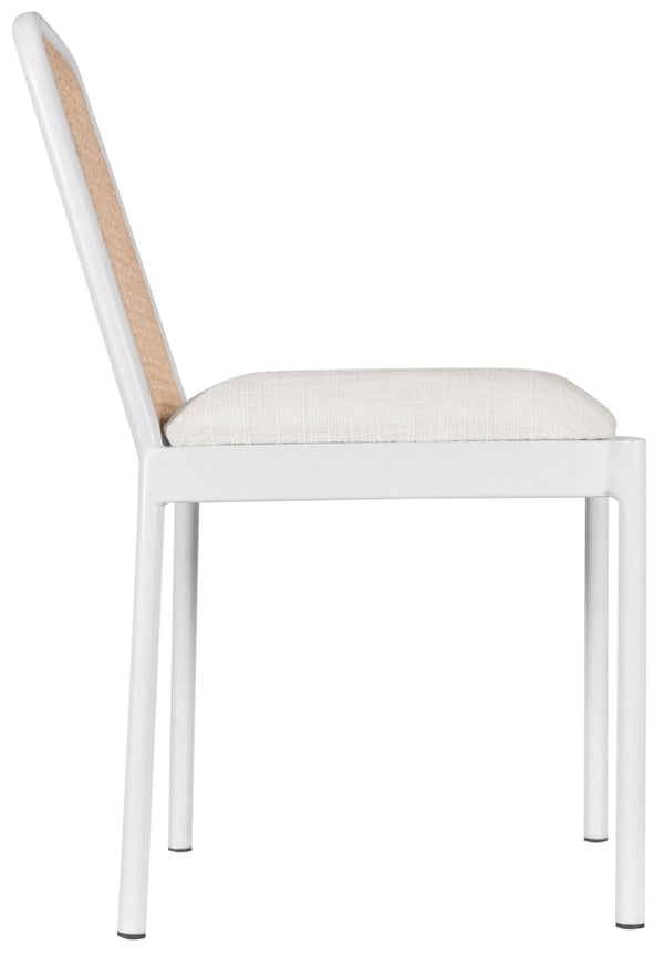 Atticus Boucle Fabric / Steel / Engineered Wood / Foam Mid Century White Powder Coated Metal Dining Chair - 18.5" W x 20" D x 32" H