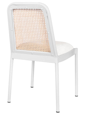 Atticus Boucle Fabric / Steel / Engineered Wood / Foam Mid Century White Powder Coated Metal Dining Chair - 18.5" W x 20" D x 32" H