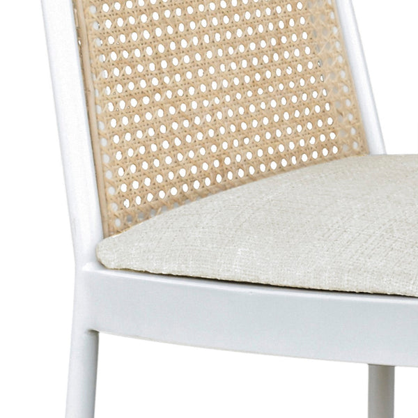 Atticus Boucle Fabric / Steel / Engineered Wood / Foam Mid Century White Powder Coated Metal Dining Chair - 18.5" W x 20" D x 32" H