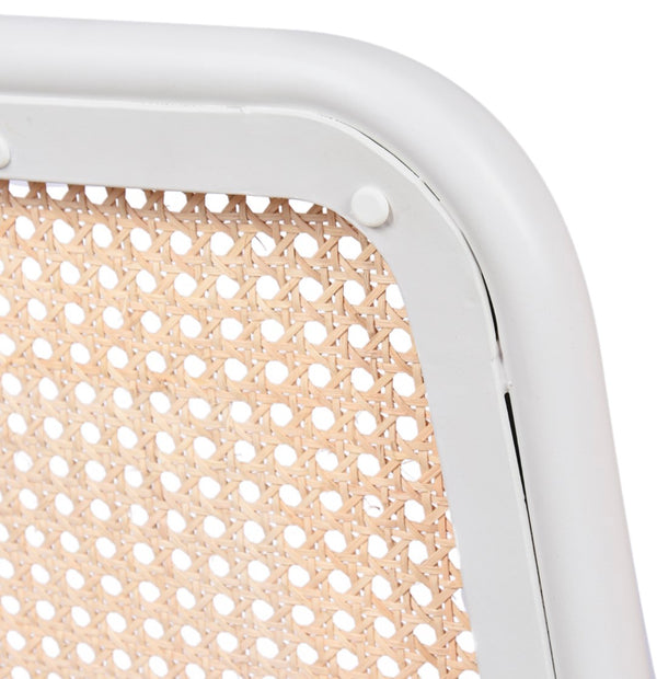 Atticus Boucle Fabric / Steel / Engineered Wood / Foam Mid Century White Powder Coated Metal Dining Chair - 18.5" W x 20" D x 32" H