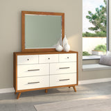 Alpine Furniture Flynn 7 Drawer Two Tone Dresser, Acorn/White 999-03 Acorn & White Mahogany Solids & Okoume Veneer 56 x 19 x 36.5