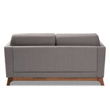 Baxton Studio Sava Mid-Century Modern Grey Fabric Upholstered Walnut Wood 2-Seater Loveseat