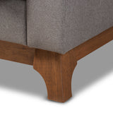 Baxton Studio Sava Mid-Century Modern Grey Fabric Upholstered Walnut Wood 2-Seater Loveseat