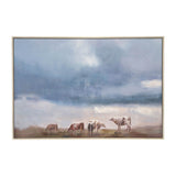Contemporary 62x42 Framed Hand Painted Farm Canvas, Multi
