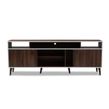 Baxton Studio Marion Mid-Century Modern Brown and White Finished TV Stand