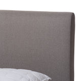 Baxton Studio Aveneil Mid-Century Modern Grey Fabric Upholstered Walnut Finished King Size Platform Bed