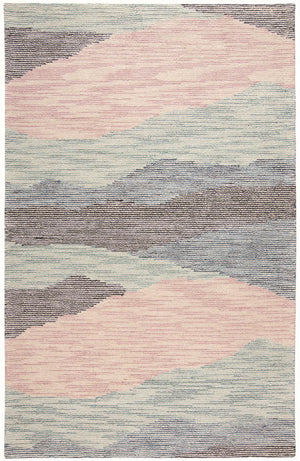 Brinker Pastel Watercolor Tufted Area Rug, Turquoise/Pink, 9ft-6in x 13ft-6in