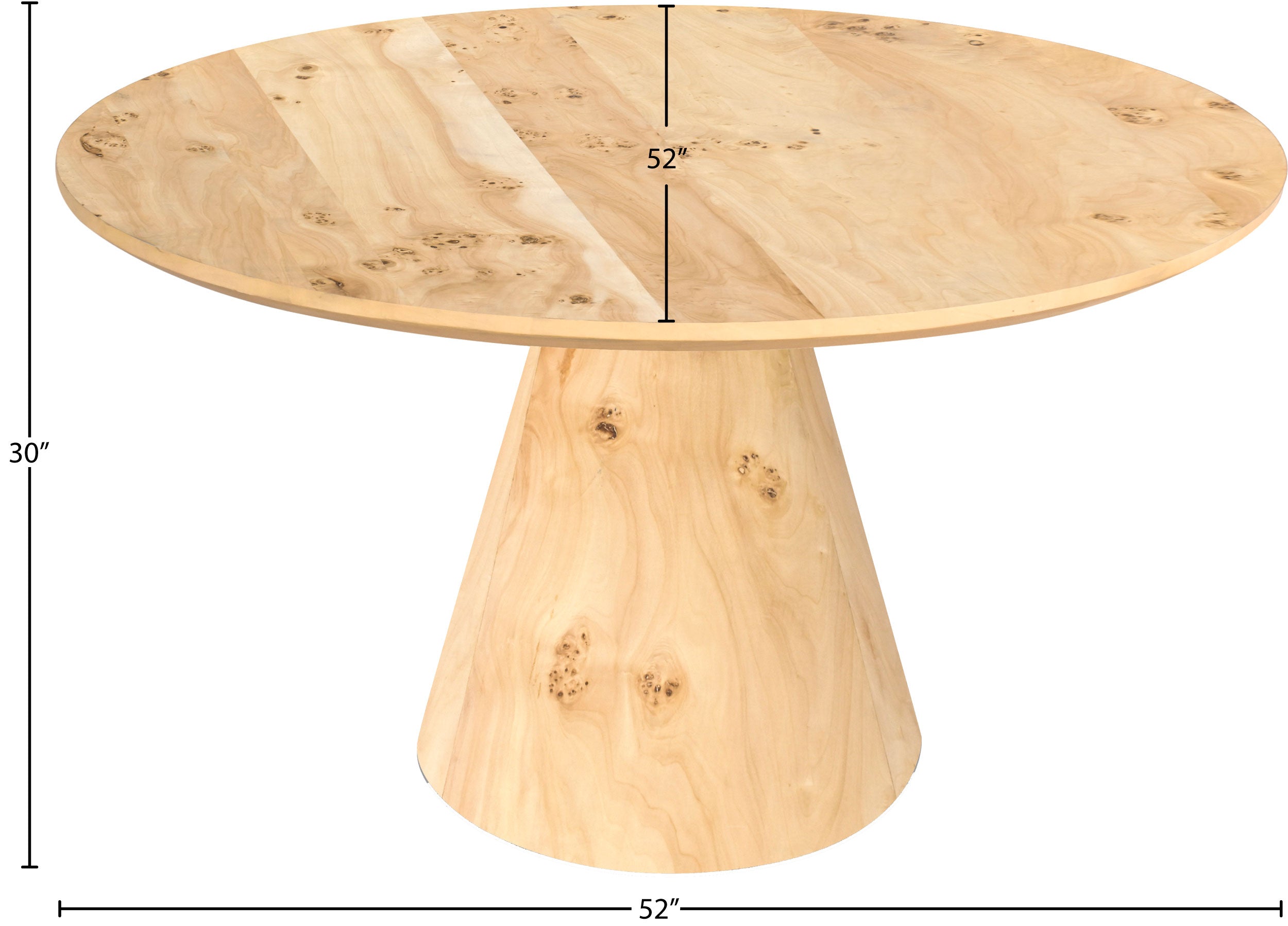Linette Solid Ash Burl Wood Dining Table - Thumbnail 3