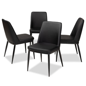 Baxton Studio Darcell Modern and Contemporary Black Faux Leather Upholstered Dining Chair (Set of 4)