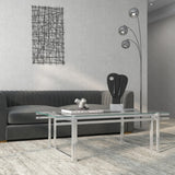 Sagebrook Home Contemporary Metal 55" Coffee Table, Silver 15724-01 Silver Glass