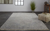 Caldwell Vintage Space Dyed Wool Rug, Spa Blue/Warm Gray, 9ft x 12ft Area Rug
