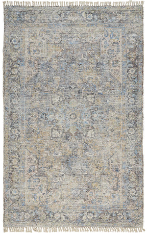Caldwell Vintage Space Dyed Wool Rug, Blue/Light Gray, 9ft x 12ft Area Rug