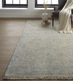 Caldwell Vintage Space Dyed Wool Rug, Blue/Light Gray, 9ft x 12ft Area Rug