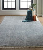 Caldwell Vintage Space Dyed Wool Rug, Aegean Blue/Gray, 9ft x 12ft Area Rug