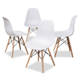Sydnea Mid-Century Modern White Acrylic Brown Wood Finished Dining Chair (Set of 4)