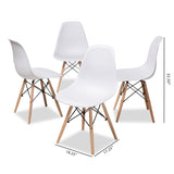 Baxton Studio Sydnea Mid-Century Modern White Acrylic Brown Wood Finished Dining Chair (Set of 4)