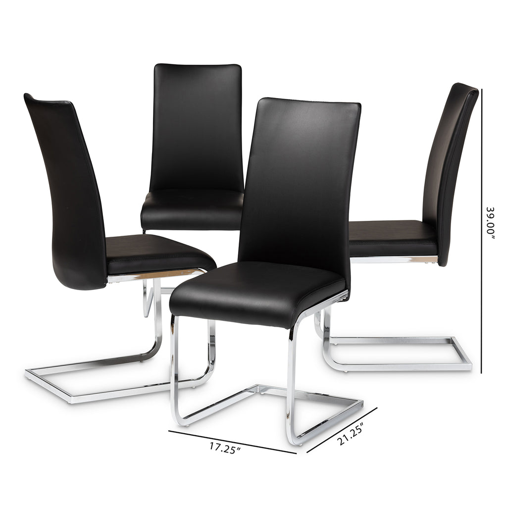 Baxton Studio Cyprien Modern and Contemporary Black Faux Leather Upholstered Dining Chair (Set of 4)