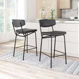 Zuo Modern Sharon 100% Polyurethane, Plywood, Steel Modern Commercial Grade Counter Stool Set - Set of 4 Vintage Black, Black 100% Polyurethane, Plywood, Steel