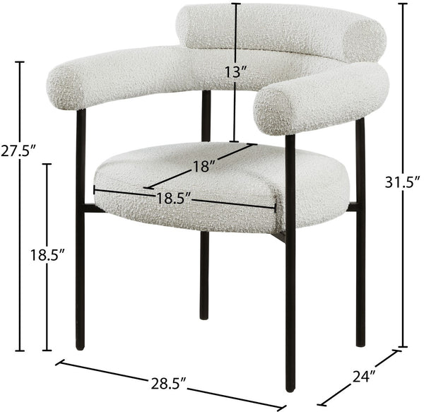 Blake Boucle Fabric / Iron / Foam Contemporary Cream Boucle Fabric Dining Chair - 28.5" W x 24" D x 31.5" H