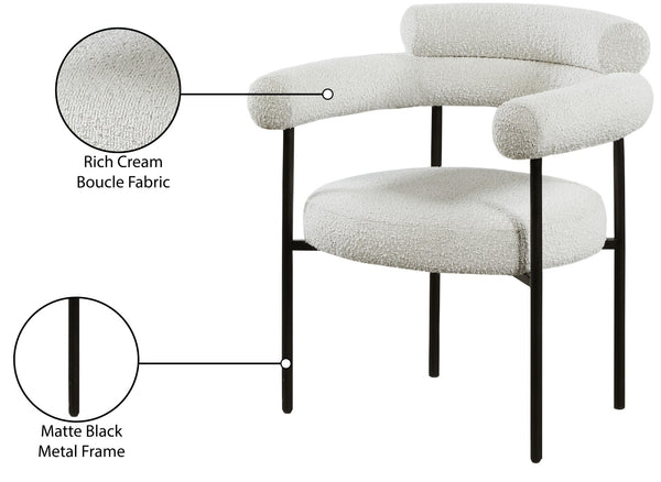Blake Boucle Fabric / Iron / Foam Contemporary Cream Boucle Fabric Dining Chair - 28.5" W x 24" D x 31.5" H