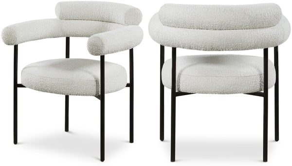 Blake Boucle Fabric / Iron / Foam Contemporary Cream Boucle Fabric Dining Chair - 28.5" W x 24" D x 31.5" H