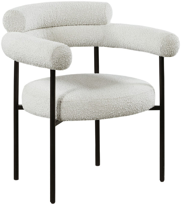 Blake Boucle Fabric / Iron / Foam Contemporary Cream Boucle Fabric Dining Chair - 28.5" W x 24" D x 31.5" H