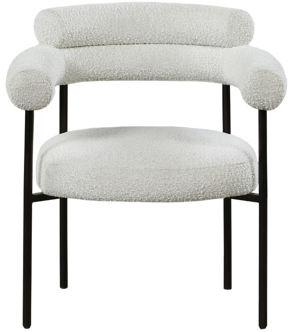 Blake Boucle Fabric / Iron / Foam Contemporary Cream Boucle Fabric Dining Chair - 28.5" W x 24" D x 31.5" H