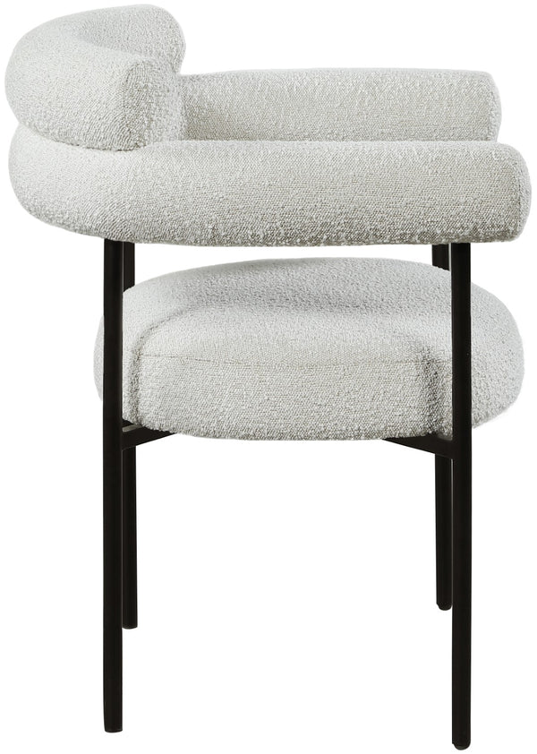 Blake Boucle Fabric / Iron / Foam Contemporary Cream Boucle Fabric Dining Chair - 28.5" W x 24" D x 31.5" H