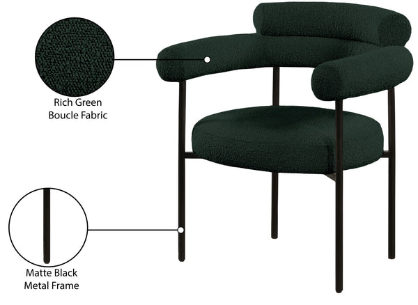Blake Boucle Fabric / Iron / Foam Contemporary Green Boucle Fabric Dining Chair - 28.5" W x 24" D x 31.5" H