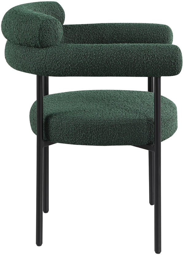 Blake Boucle Fabric / Iron / Foam Contemporary Green Boucle Fabric Dining Chair - 28.5" W x 24" D x 31.5" H