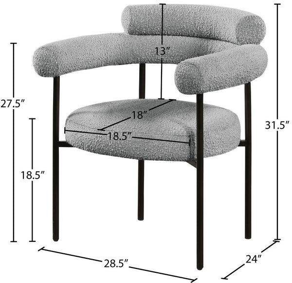 Blake Boucle Fabric / Iron / Foam Contemporary Grey Boucle Fabric Dining Chair - 28.5" W x 24" D x 31.5" H