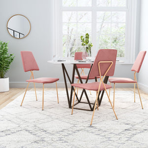 Zuo Modern Chloe 100% Polyester, Plywood, Steel Modern Commercial Grade Dining Chair Set - Set of 2 Pink, Gold 100% Polyester, Plywood, Steel