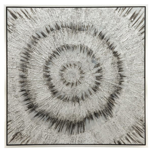 Sagebrook Home Contemporary 40x40 Handpainted Abstract Canvas W/ Silver F 70126 Black Polyester Canvas