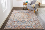 Armant Bohemian Space-dyed Area Area Rug, Ivory/Gold/Blue, 9ft-5in x 12ft-5in