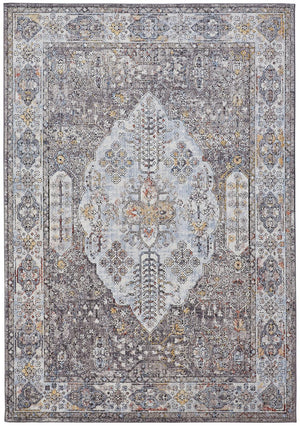 Armant Space-dyed Medallion, Warm Gray/Sky Blue, 9ft-5in x 12ft-5in Area Rug