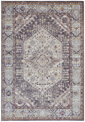 Armant Space-dyed Medallion Area Rug, Light Gray/Plum/Rust, 9ft-5in x 12ft-5in