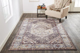 Armant Space-dyed Medallion Area Rug, Light Gray/Plum/Rust, 9ft-5in x 12ft-5in