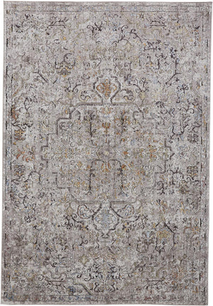 Armant Medallion Space-dyed Rug, Warm Gray/Orange, 9ft-5in x 12ft-5in Area Rug