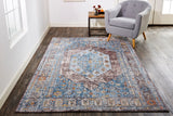 Armant Medallion Space-dyed Area Rug, Azure Blue/Light Gray, 9ft-5in x 12ft-5in